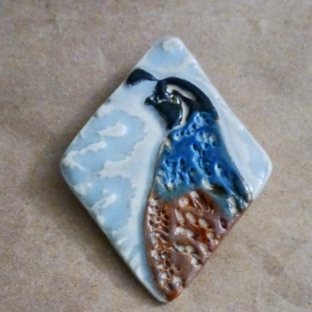 Handcrafted Ceramic Quail Brooch